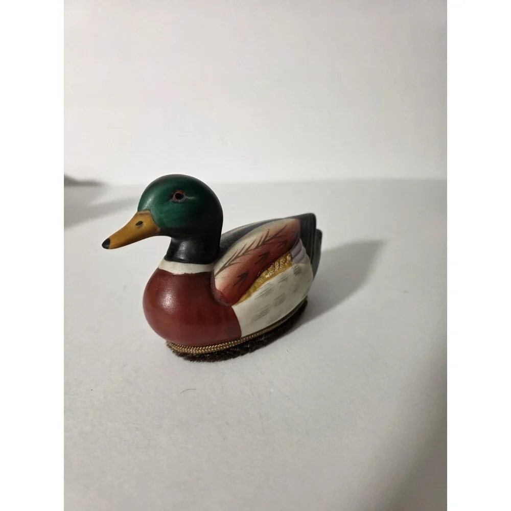 Vintage Mallard Duck Clothes Brush Figurine Hand Painted Ceramic Lint Remover 4